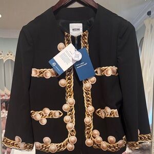 Moschino Black and Gold Chain Blazer